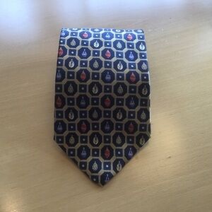 NEW Faberge Silk Tie Necktie Imperial Egg Geometric Print Tie Gold Red Blue $110
